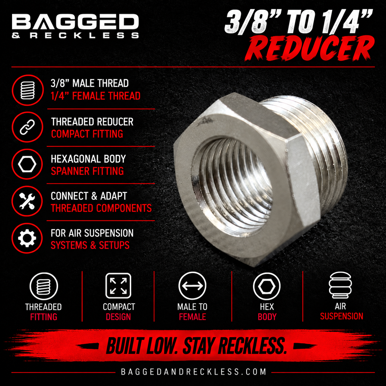 REDUCER 3/8" OD - 1/4" ID