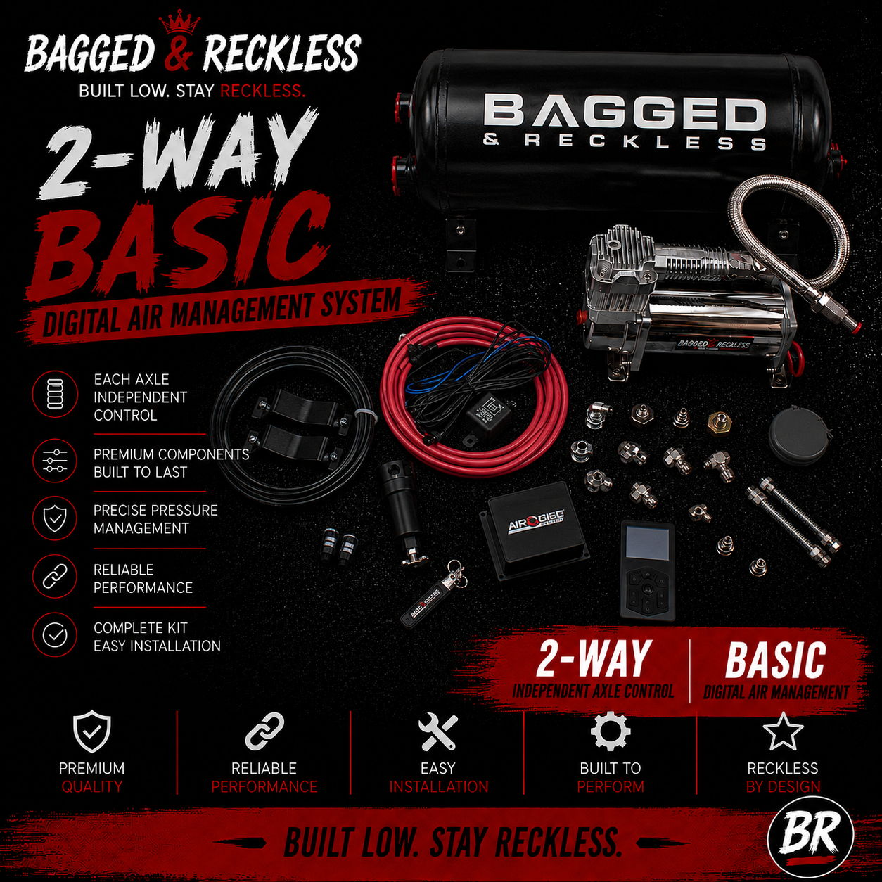 Mercedes-Benz E-Class W210 1995–2003 RWD 2-Way Basic Digital Air Suspension Kit
