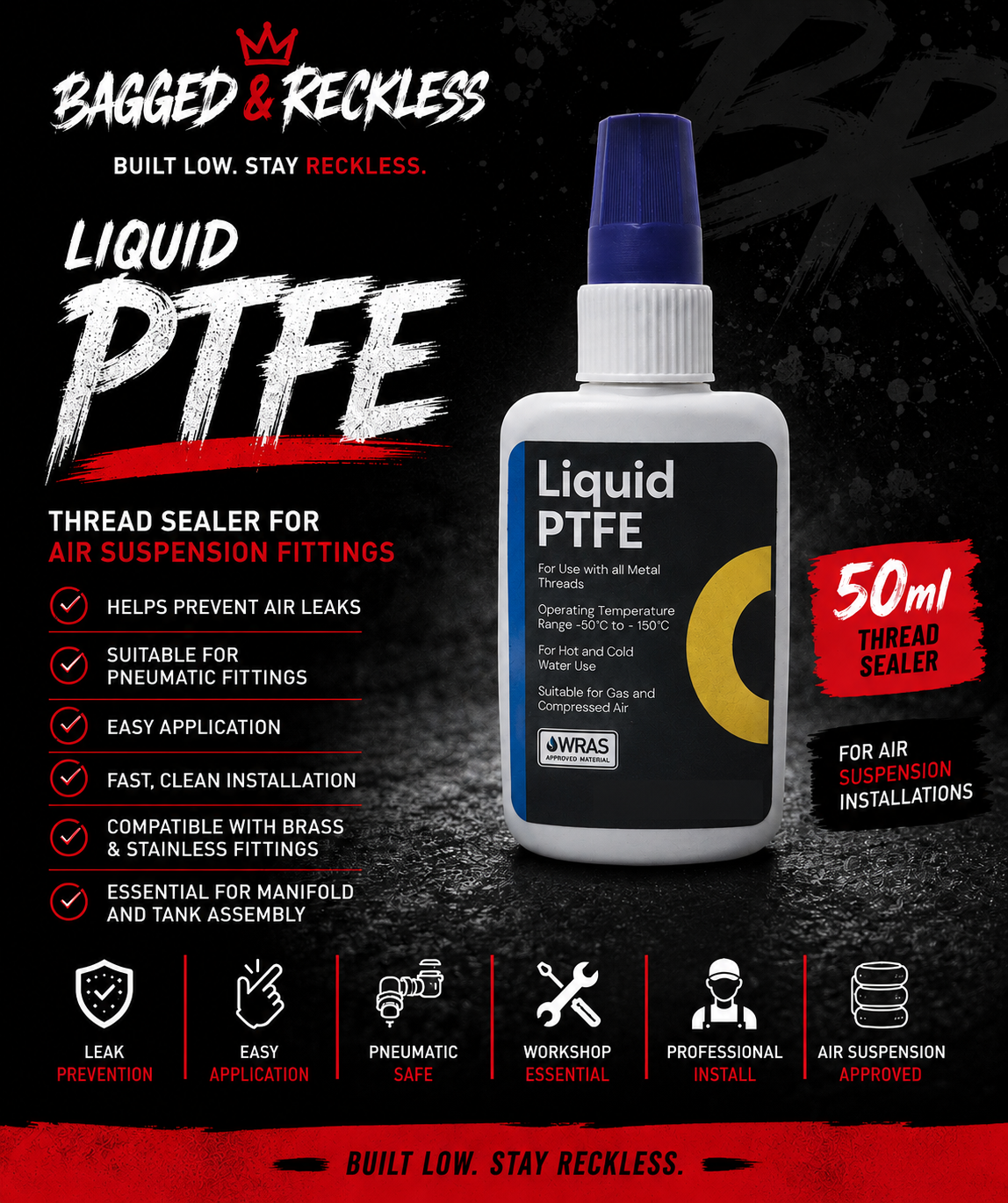 Bagged & Reckless Liquid PTFE Thread Sealant (50ml)
