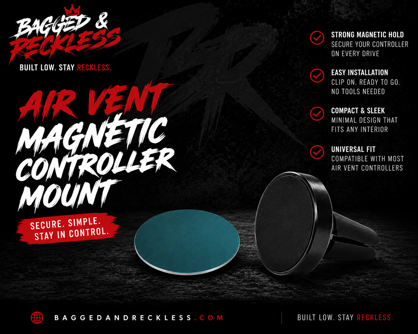 Bagged & Reckless Air Vent Magnetic Controller Mount