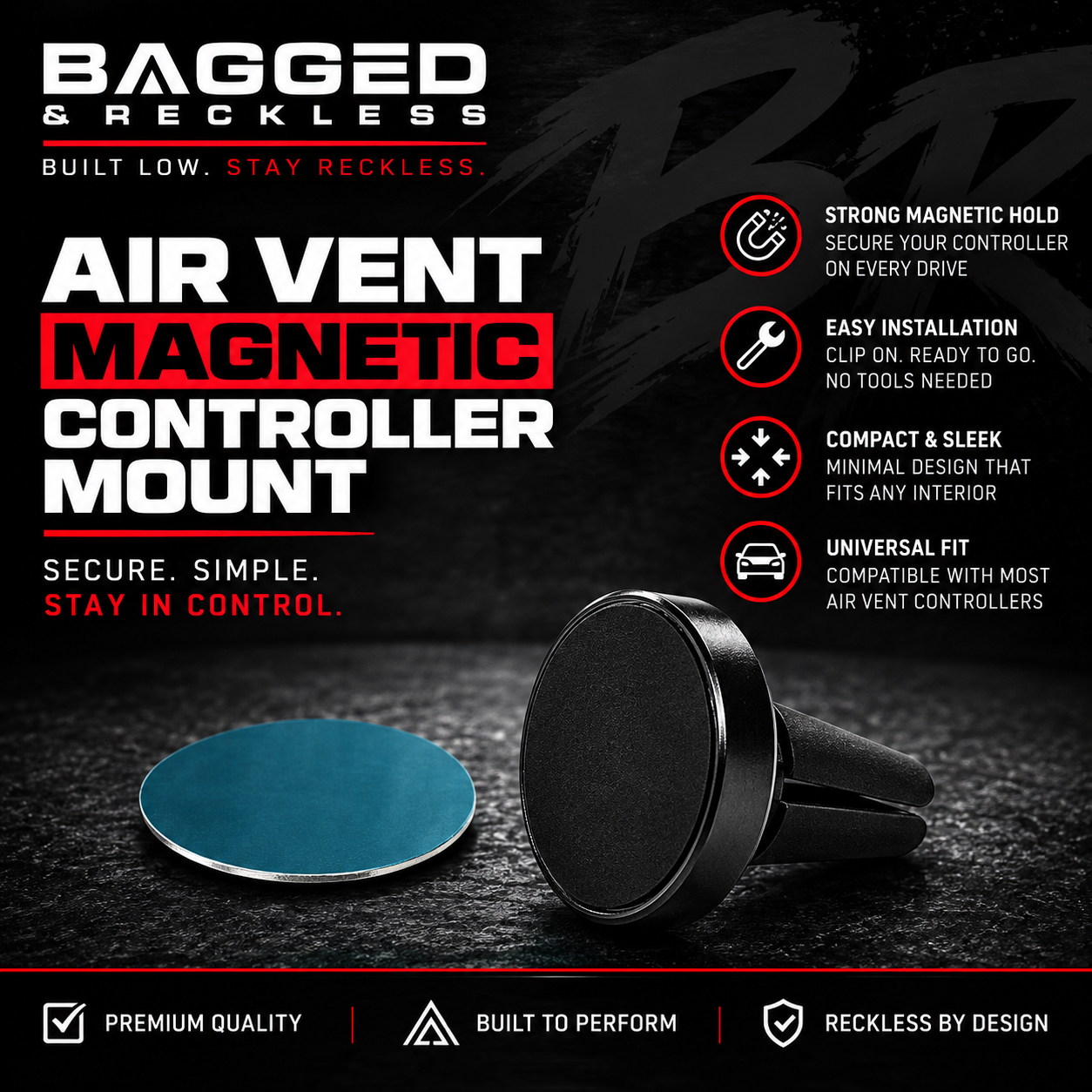 Bagged & Reckless Air Vent Magnetic Controller Mount