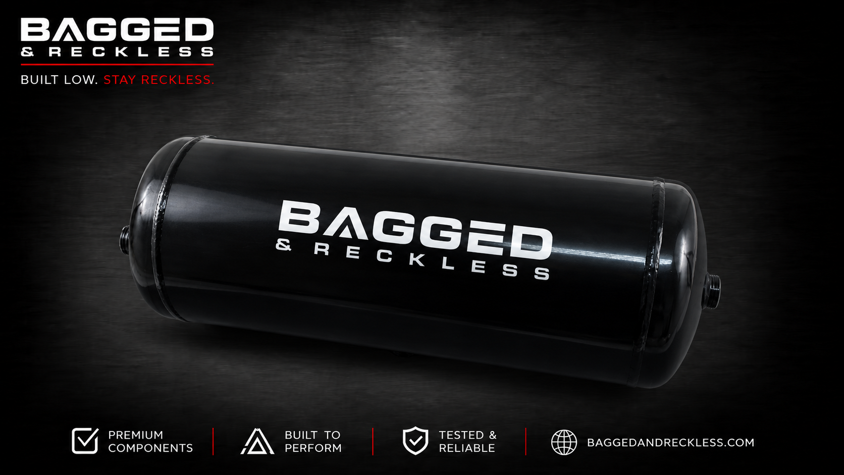 Bagged & Reckless 15L Steel Air Tank – 206mm Diameter – 4 x M22x1.5 Ports – 170 PSI