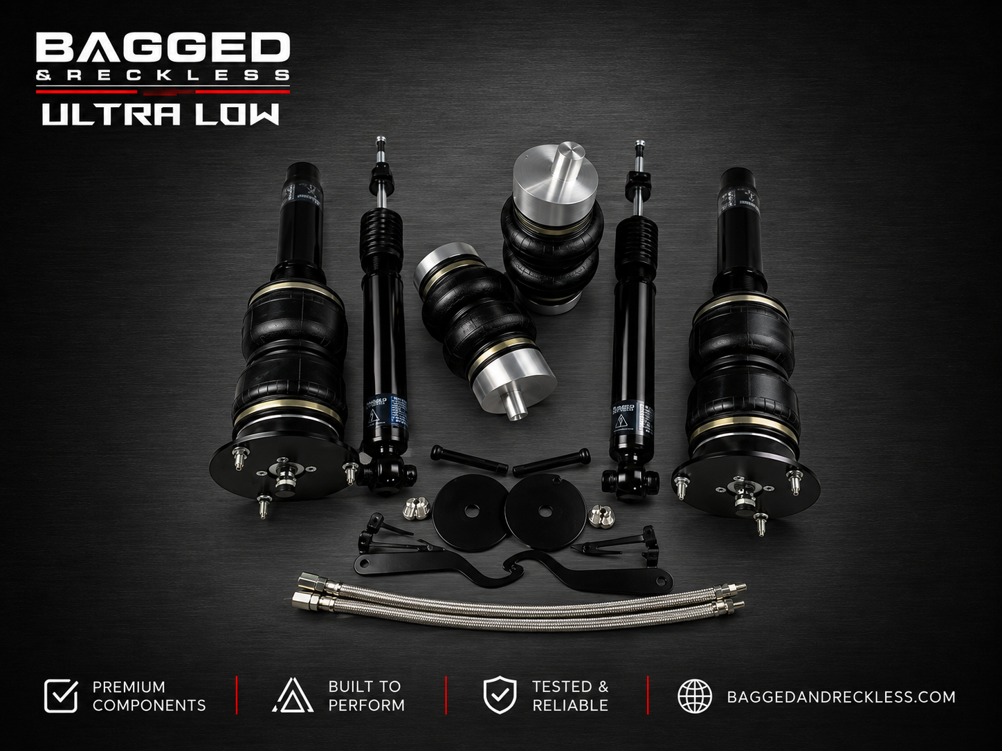 Bagged & Reckless Ultra Low Air Struts for Audi A6 C8 2018–2025 – Complete Front & Rear Set